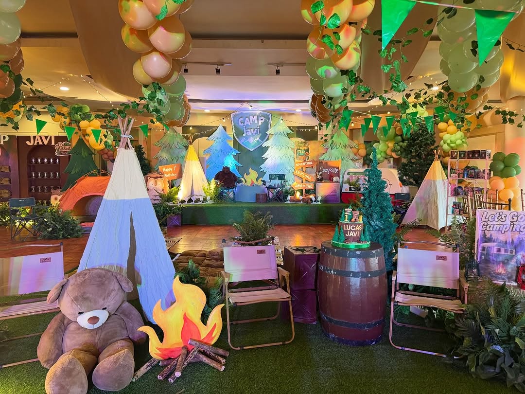 Camp Javi birthday party styling detail